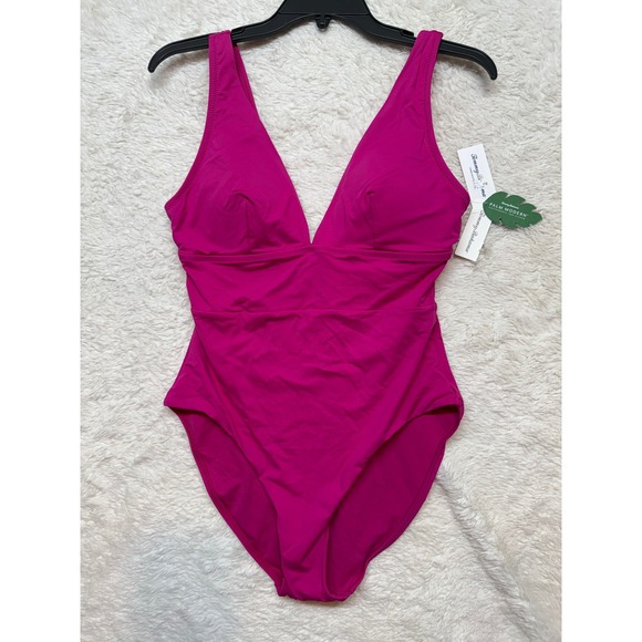 Tommy Bahama Other - Tommy Bahama Swimsuit Women 10 Palm Modern Deep V-Neck One Piece‎ NEW
